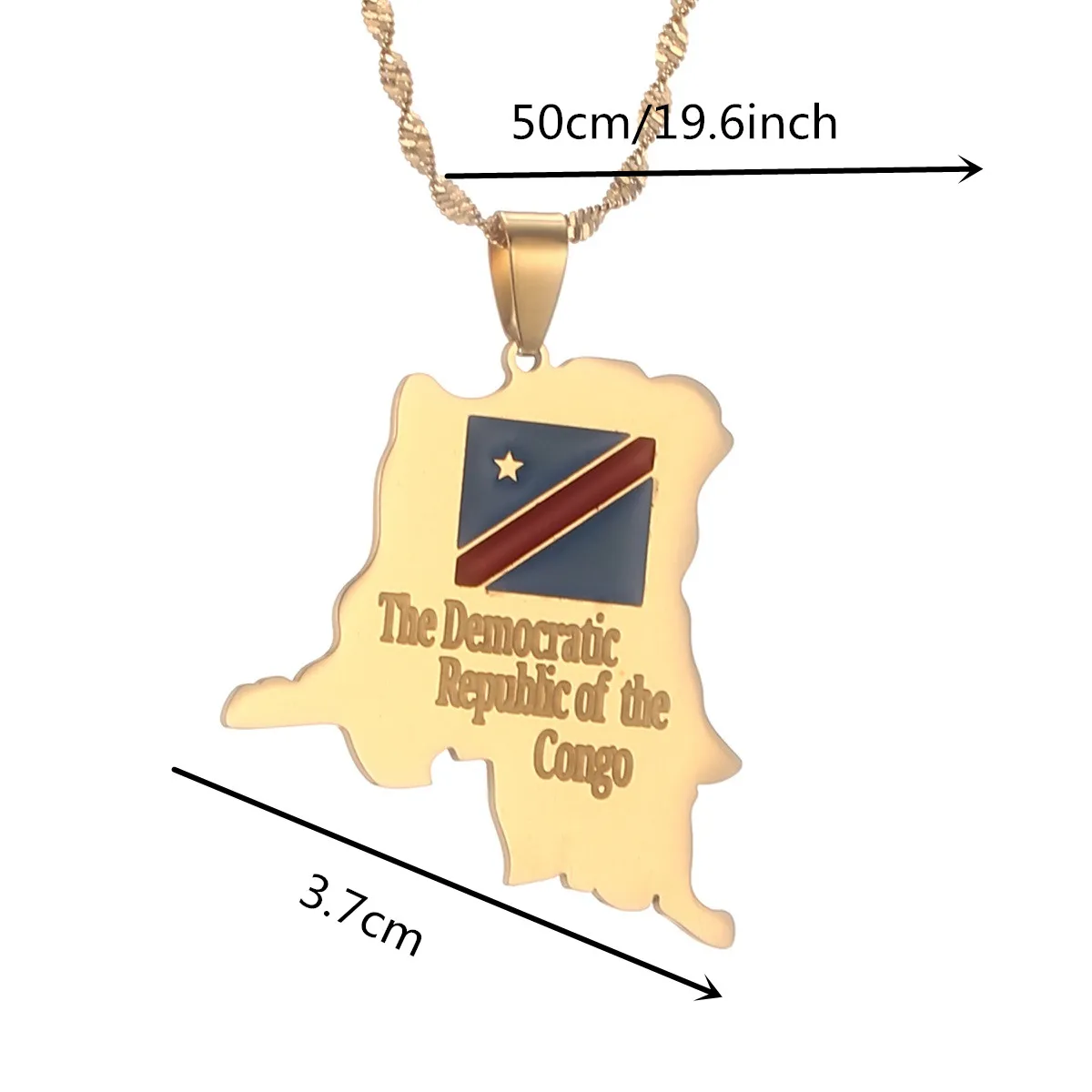 Democratic Republic of The Congo Map Pendant Necklace DRC Jewelry