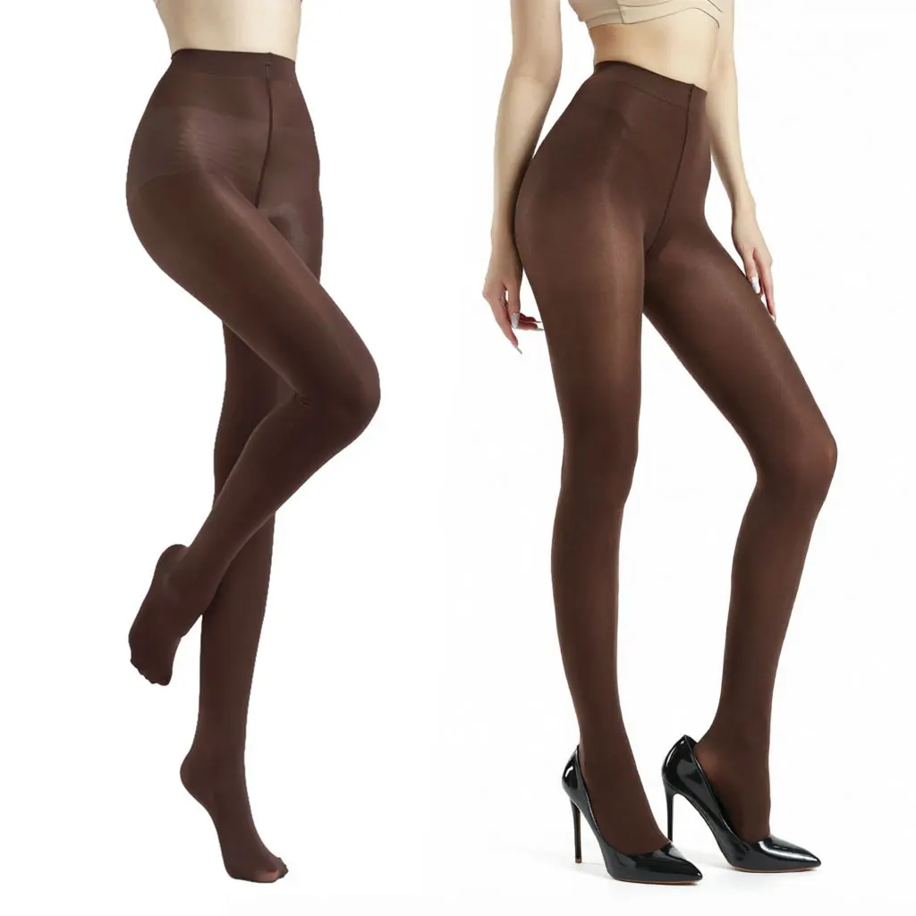 Women Soft Coffee Color Thigh High Stockings Durable Elastic Hosiery Comfortable Ladies Tights Pantyhose Daily Wear Socks