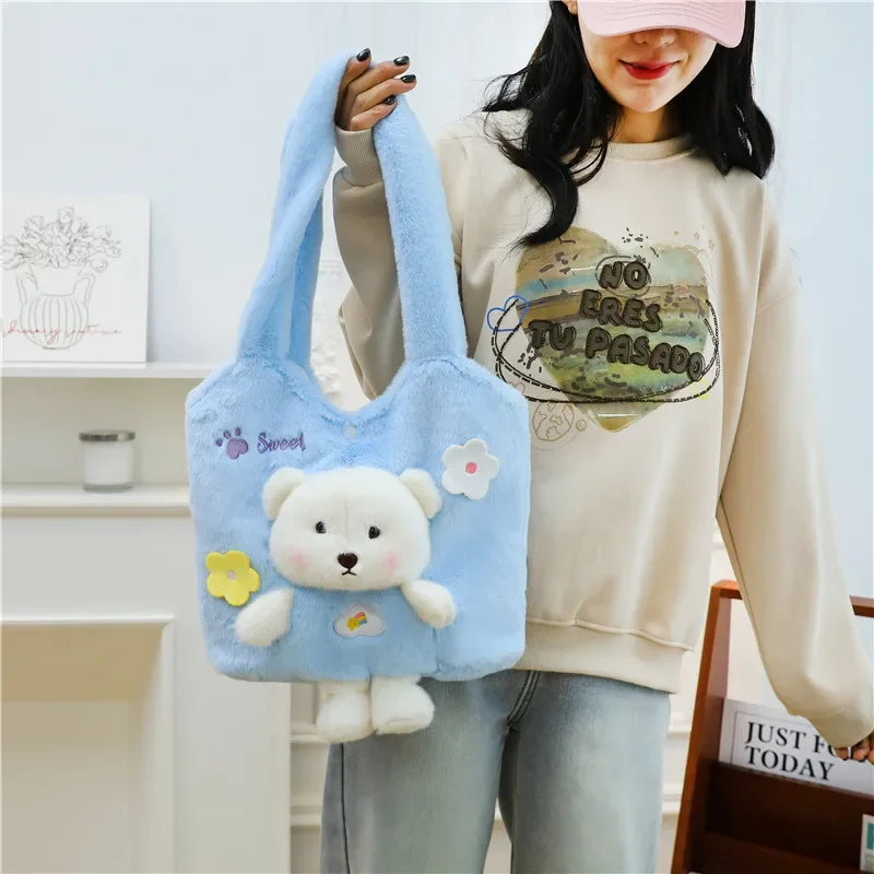 

Cartoon Plush Toy Bear Handbag Kawaii Large Capacity Cute Lily Bear Doll Girl Leisure Commuting Fashion Small Fresh Shoulder Bag