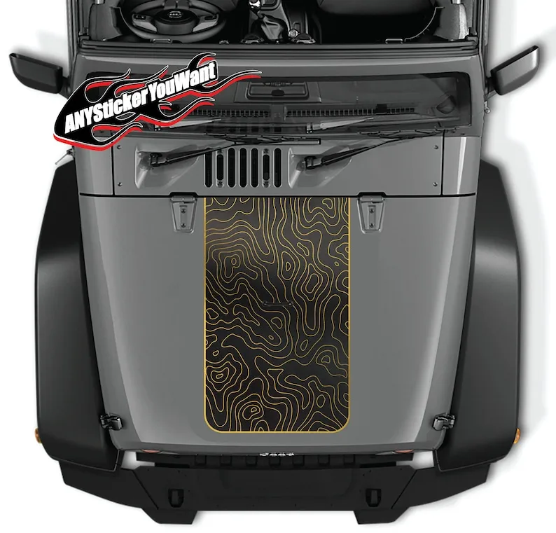 

2 Tone Topographic Vinyl Decal Hood Sticker Fits Wrangler JK LJ TJ