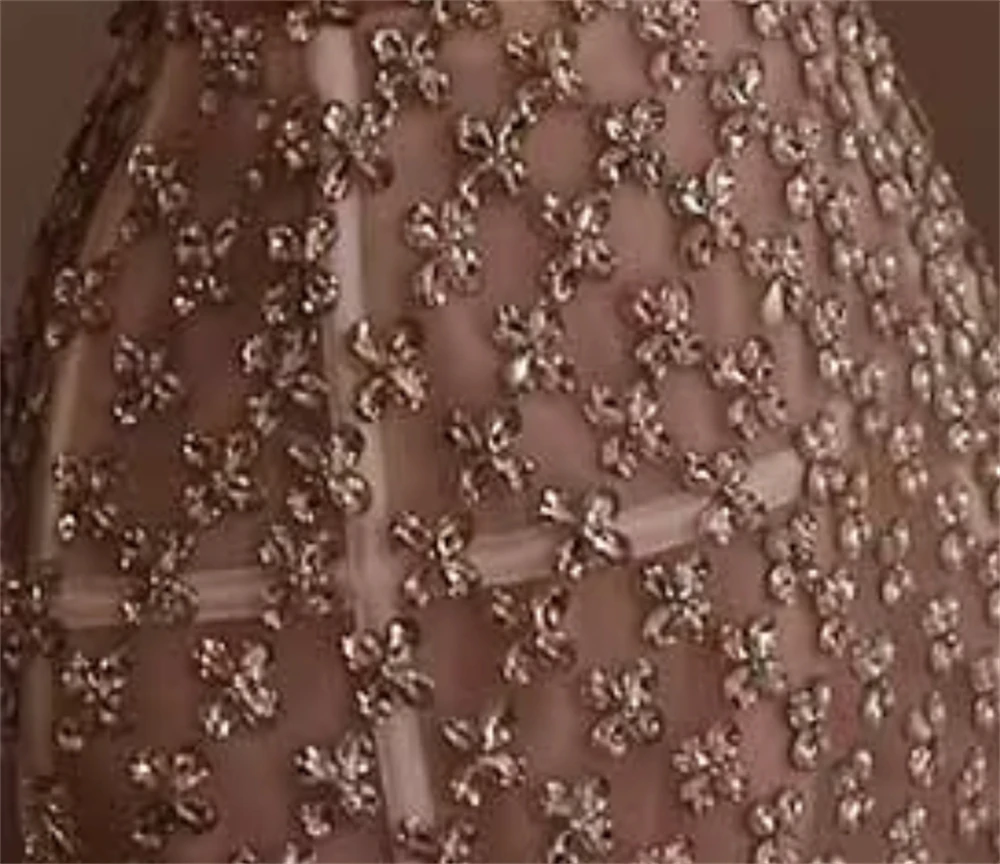 تخصيص بسيط البيج اورجانزا مساء اللباس الرسمي الحبيب أكمام فساتين المشاهير مثير البسيطة طول كريستال فساتين حفلة موسيقية