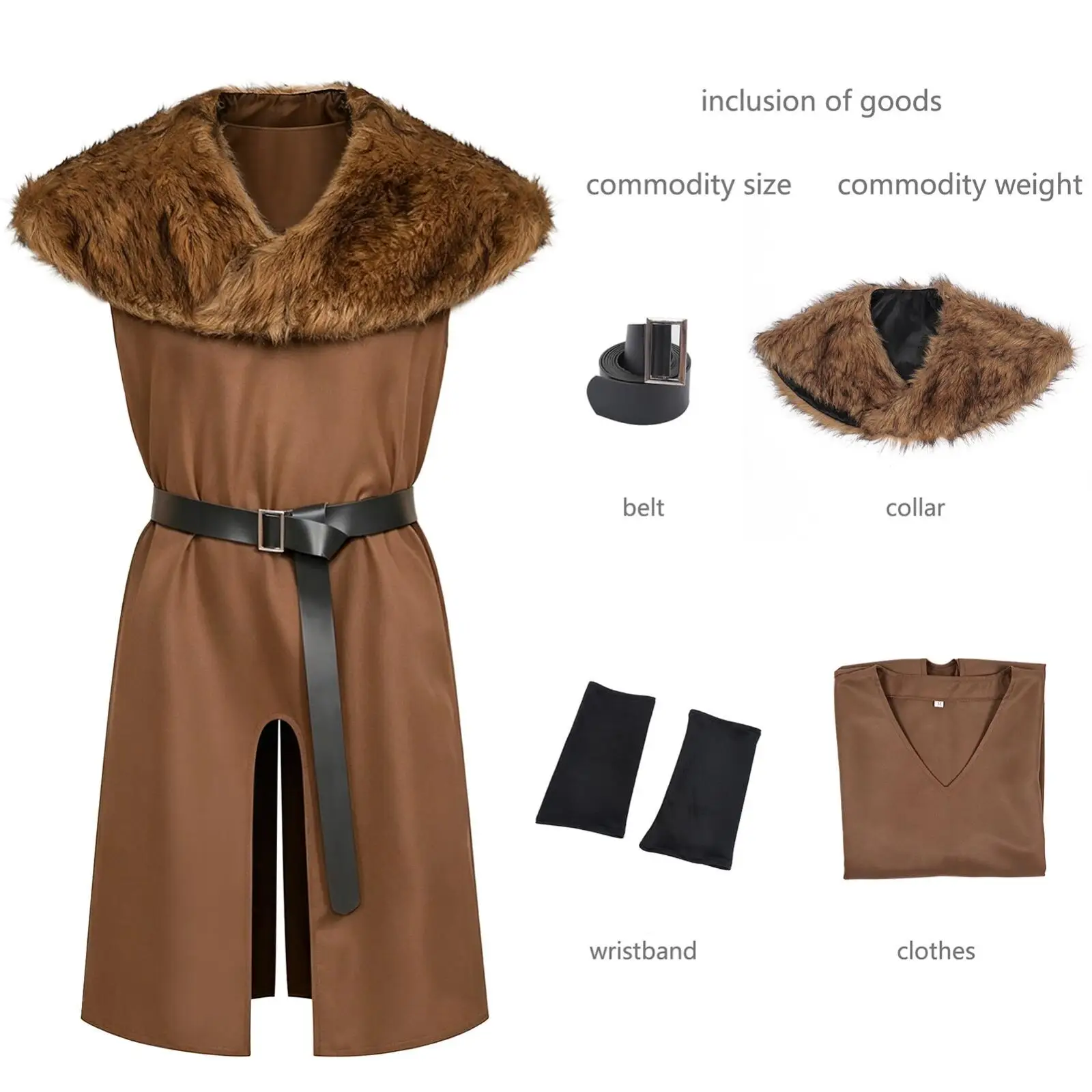 Déguisement Viking Homme Col Fausse Fourrure – photo 3