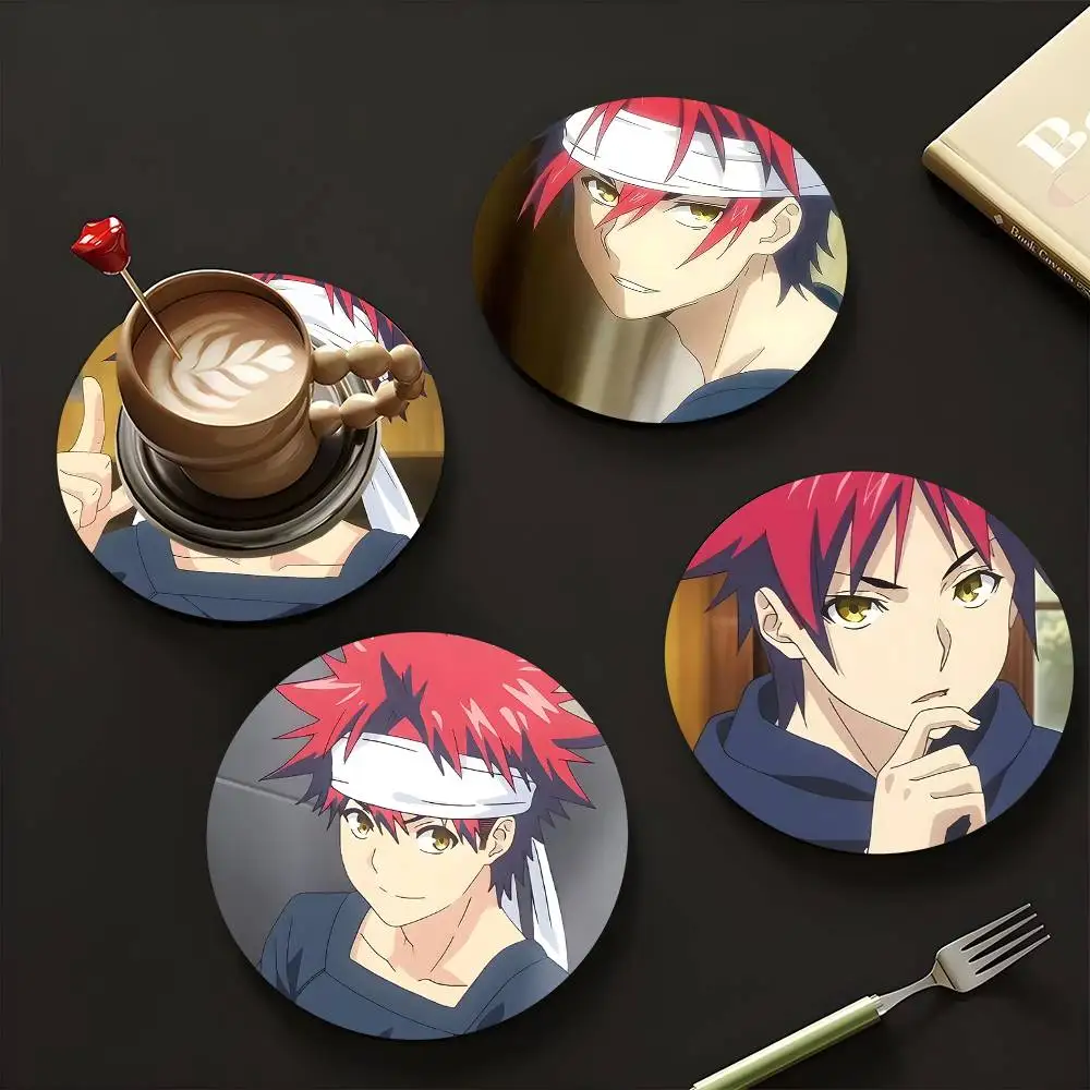 1pc Souma Yukihira Anime Characters Wooden Coaster Colour Printing Cup Mat Home Desk Decoration Gifts
