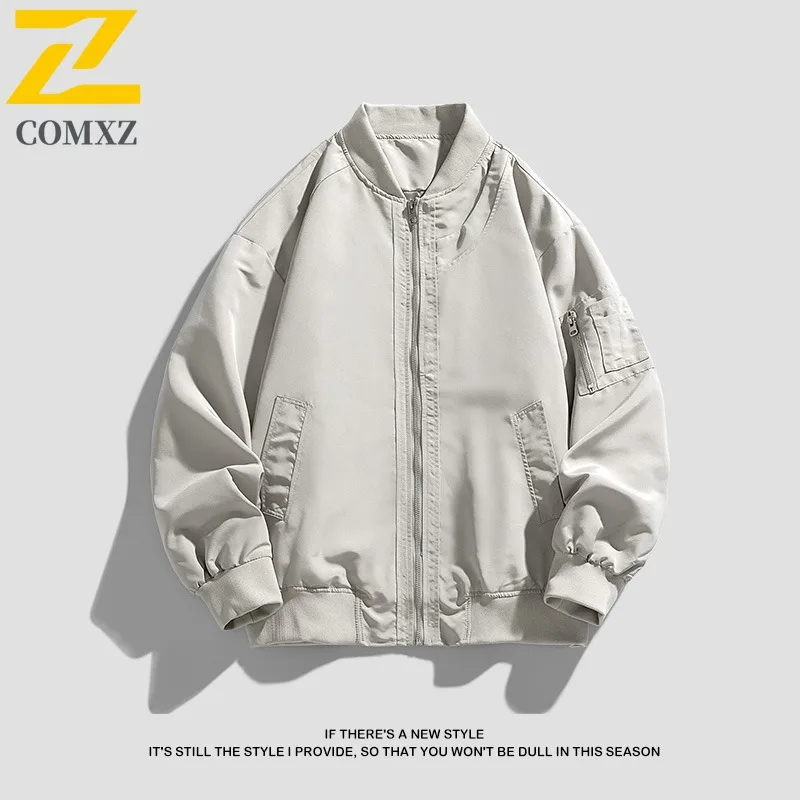 

COMXZ Мужская многофункциональная куртка Роскошное пальто для приключений на открытом воздухе Модный бейсбольный воротник Комфортные легкие осенние пальто для путешествий