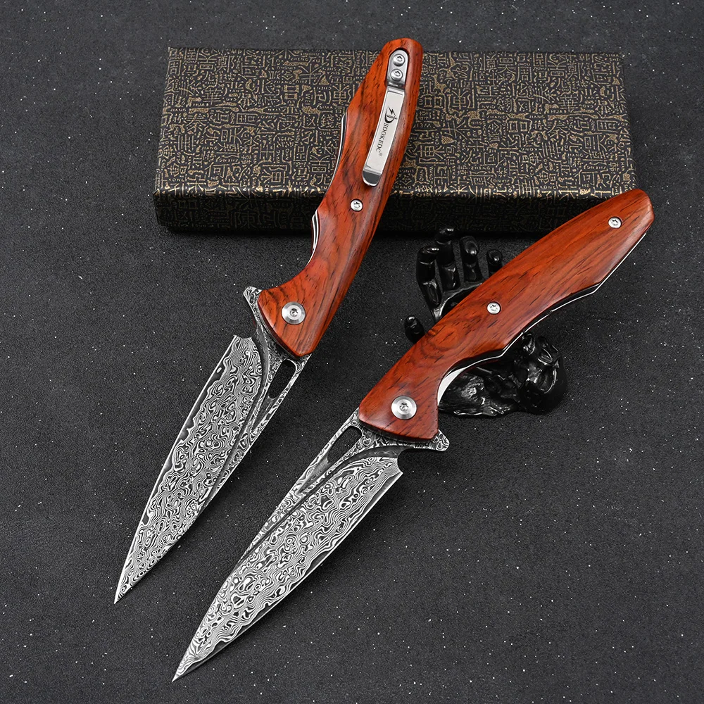 Camping Utility Hand Tool Self Defense EDC Pocket Knives Tactical Survival Hunting Folding Knife Damascus