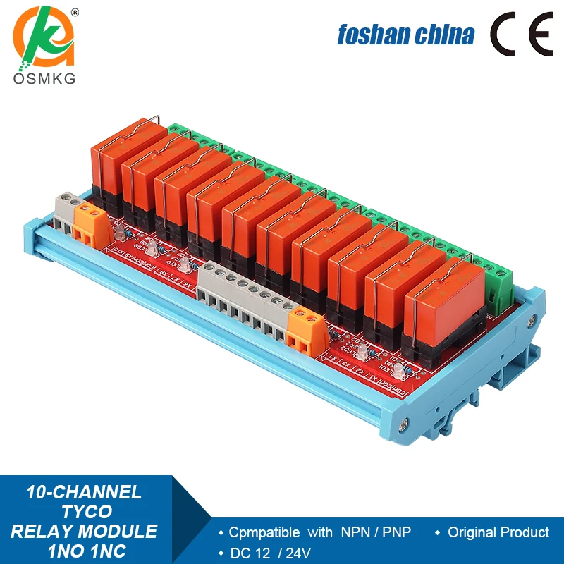 10 Channels 1NO 1NC Relay Module  12A 24V DC Electromagnetic Relays Anti interference Protective Circuit