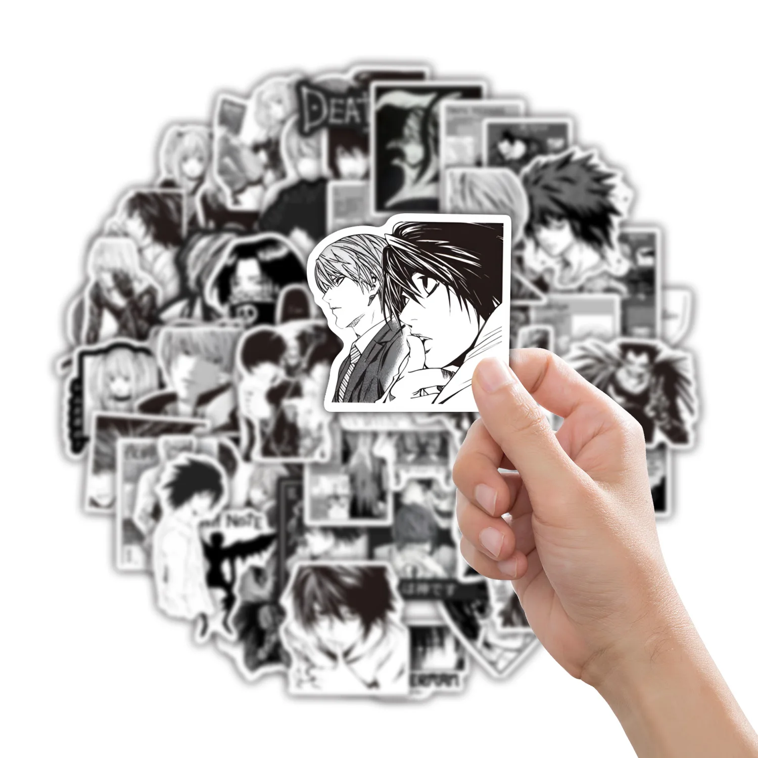 65 pçs anime death note adesivos preto branco decalques scrapbook bagagem portátil bicicleta mala carro graffiti adesivo decoração brinquedo