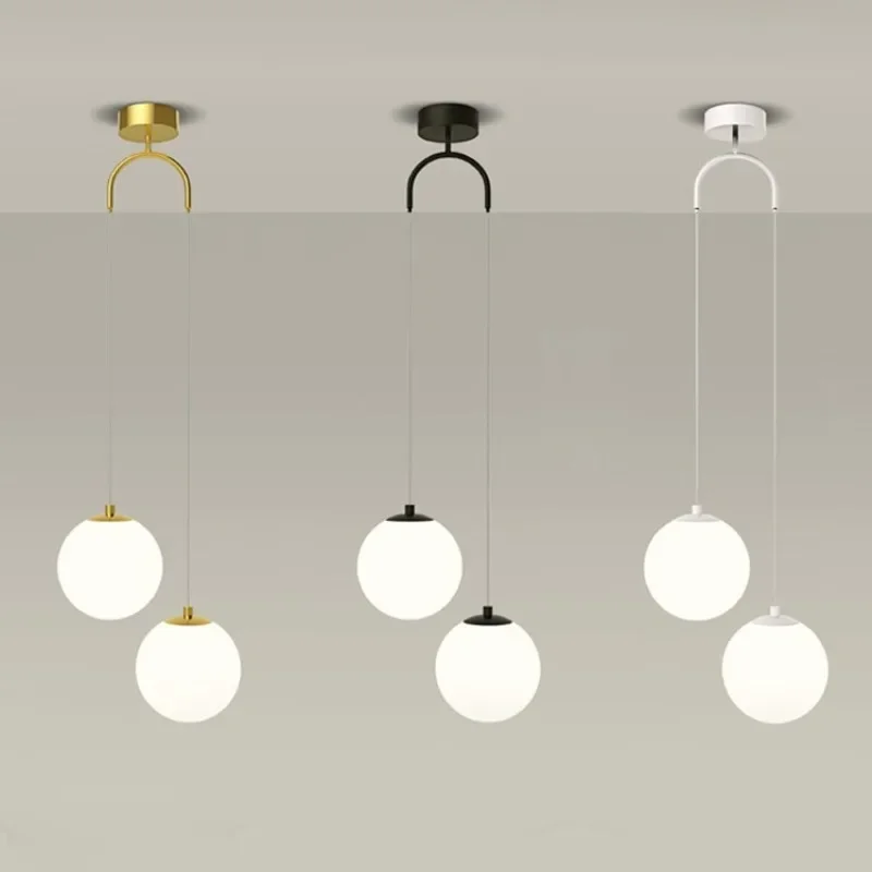 

Modern Minimalist Pendant Lights Glass Ball Chandeliers LED Hanging Lamps For Bedroom Living Room Study Entrance Home Decoration