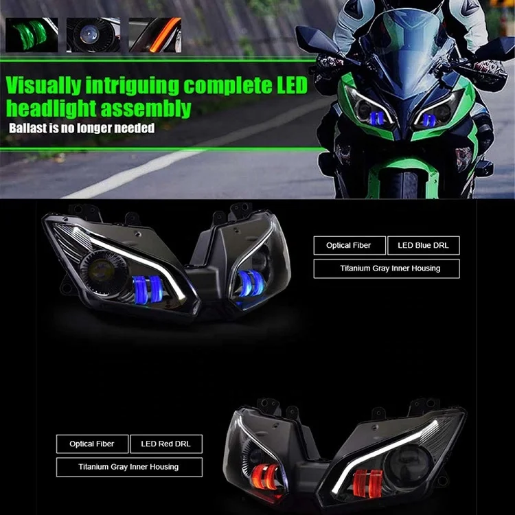 

Один головной светильник для мотоцикла, фара для Kawasaki Ninja 250 Ninja 300, фара в сборе 2013-2018