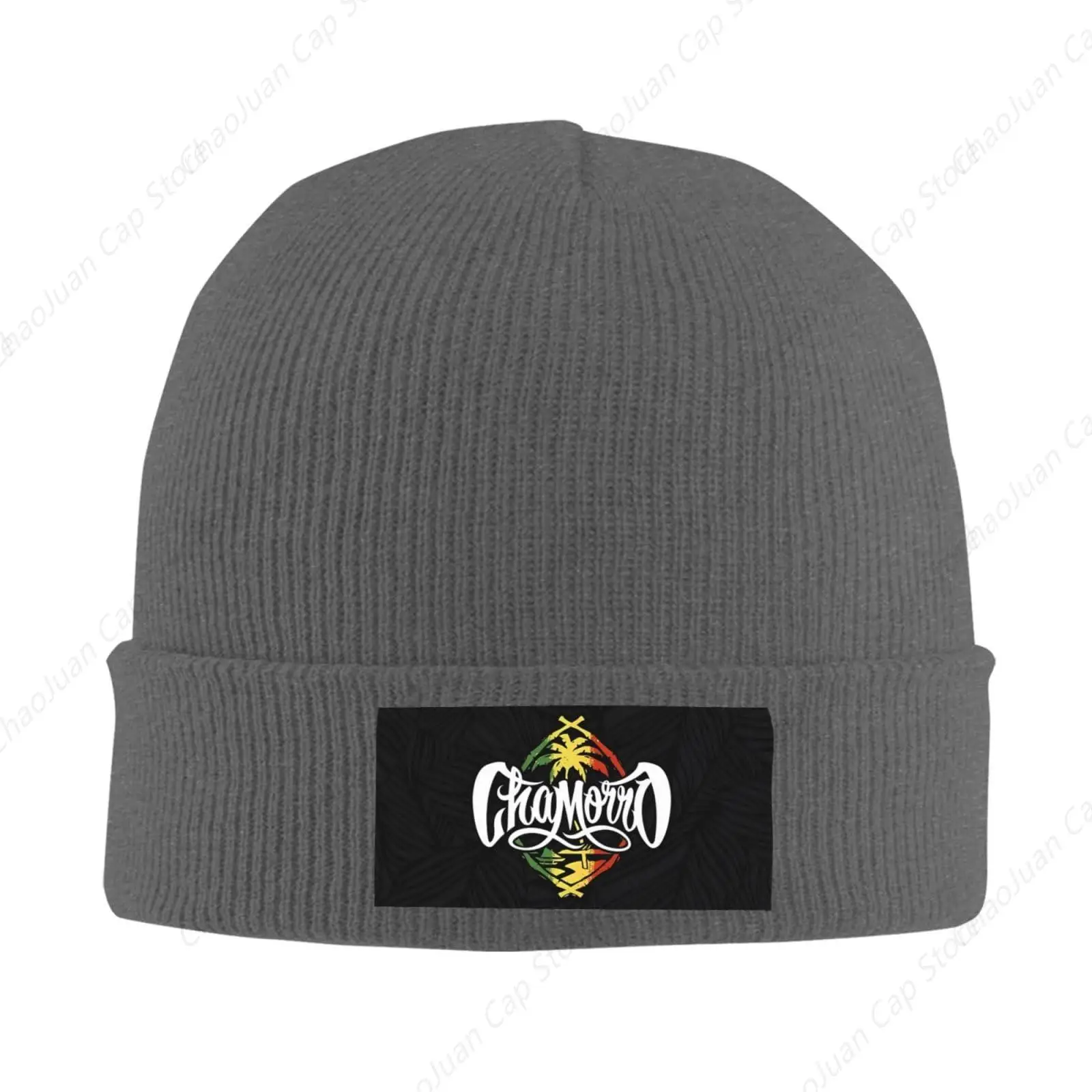 Guam Chamorro Pride Flag Stretchy Knit Beanie Hat Unisex Warm Knitted Hats Winter Ski Skull Caps Acrylic Knit Stocking Cuffed