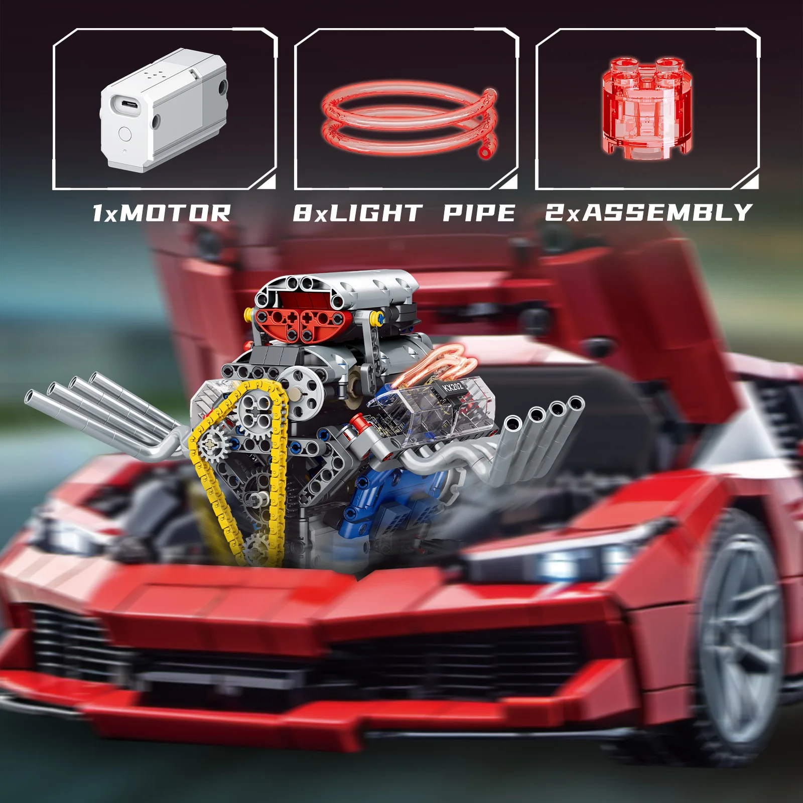

MOC Technical Adults Toys Set Supercar Engine Model V8 Motor Building Blocks APP Programmable Bricks For Kids Birthday Gifts