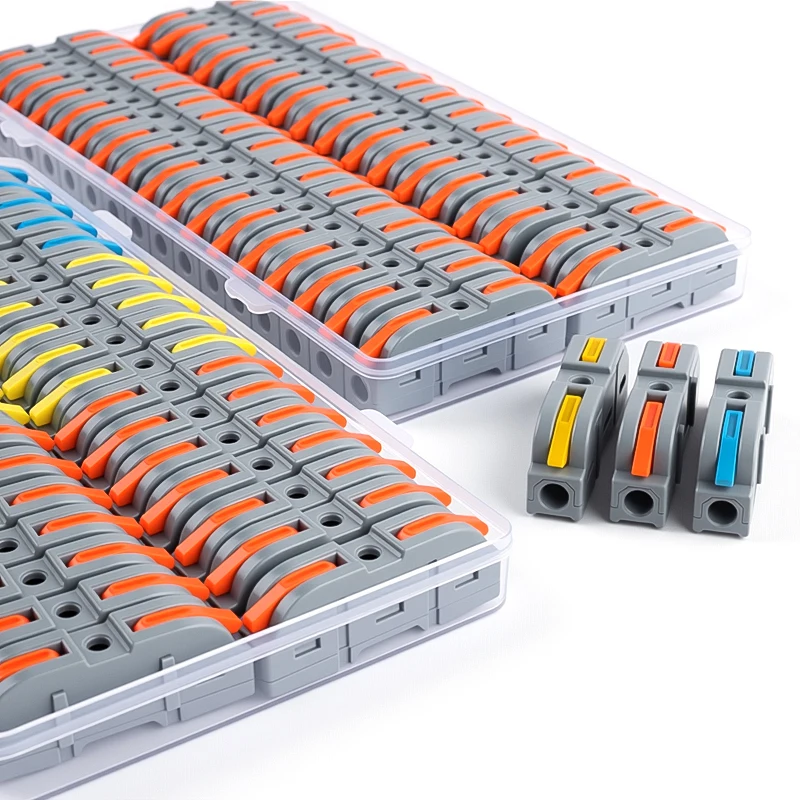 34PCS Boxed Lever Quick Home Wire Connectors Terminals Conductor Spliceable Butt Wiring Block Reusable Electrical Connectors