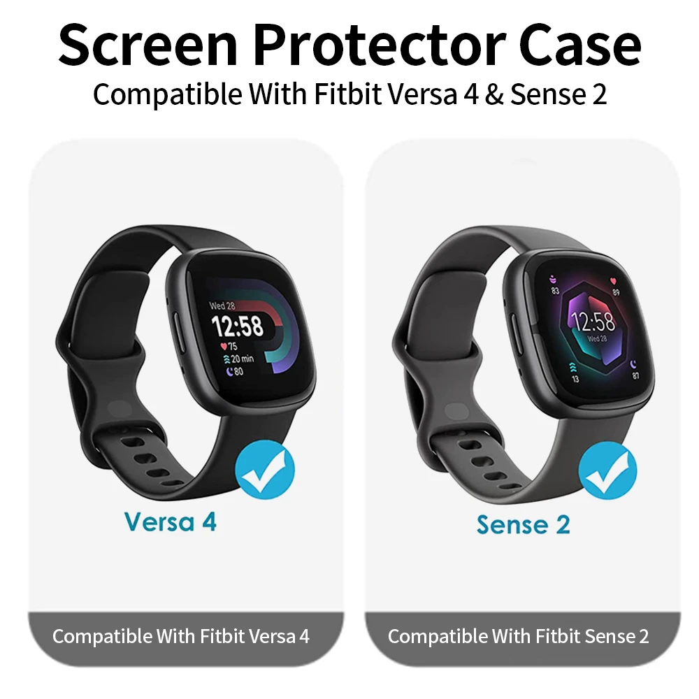 Verre et étui pour montre Fitbit Versa 4, pare-chocs de protection, PC dur, coque étanche, protecteur d\'écran HD pour montre Versa fouet 2, housse