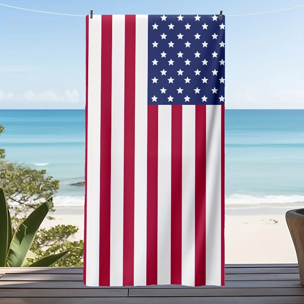

American Flag Beach Towel, Microfiber Sand Repellent Highly Absorbent Lightweight Quick Dry for Travel Pool Swimming Yoga