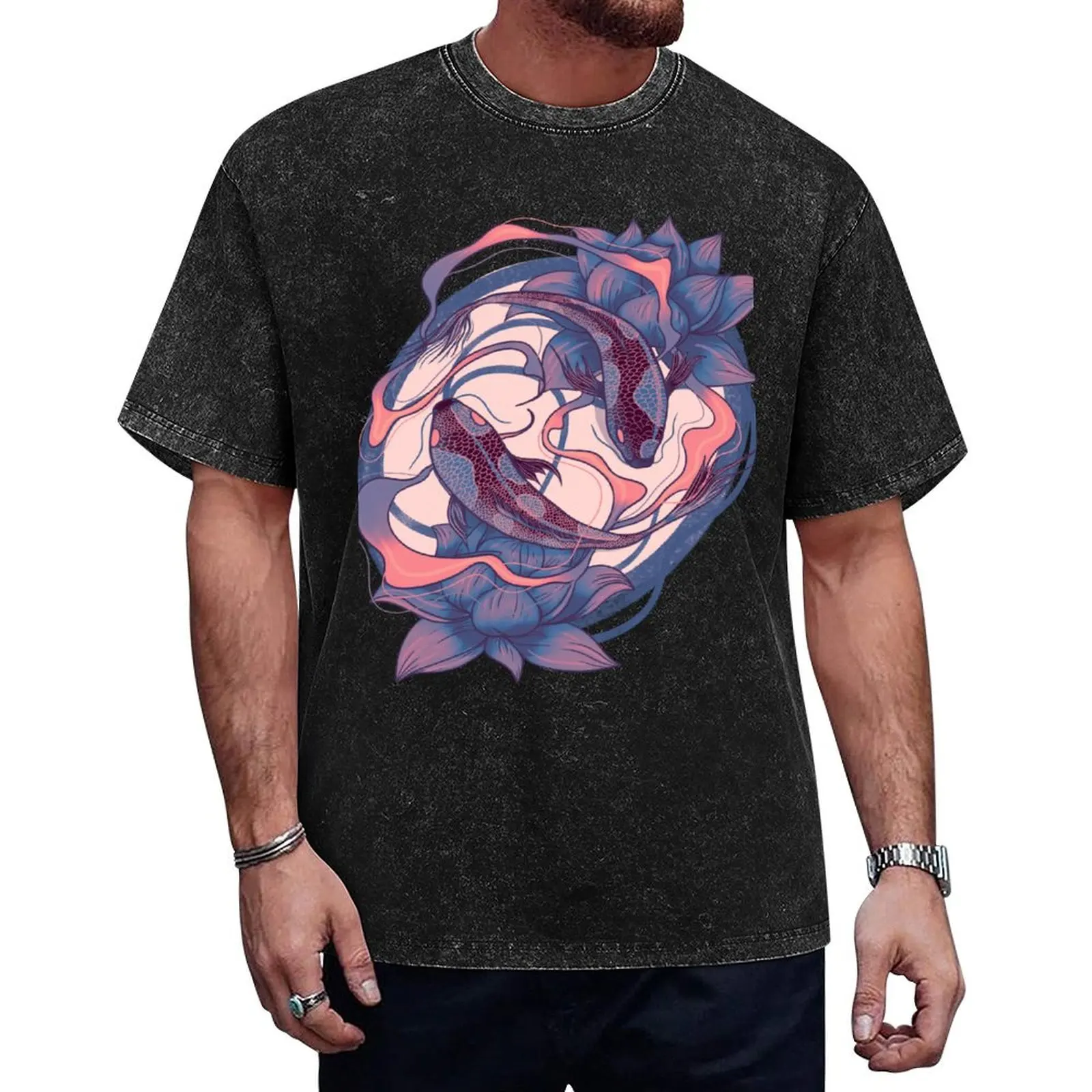 

Koi Fishes T-Shirt boys whites plus size tops customizeds Anime t-shirt t shirt men