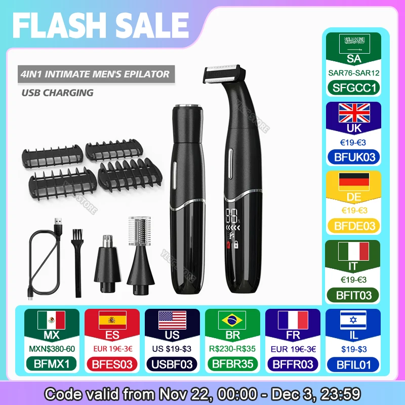 Intimate Areas Haircut Precision Shaver Men Bikini Line Sensitive Razor Balls Eggs Pubic Hair Shaving Trimmer Face Beard Clipper