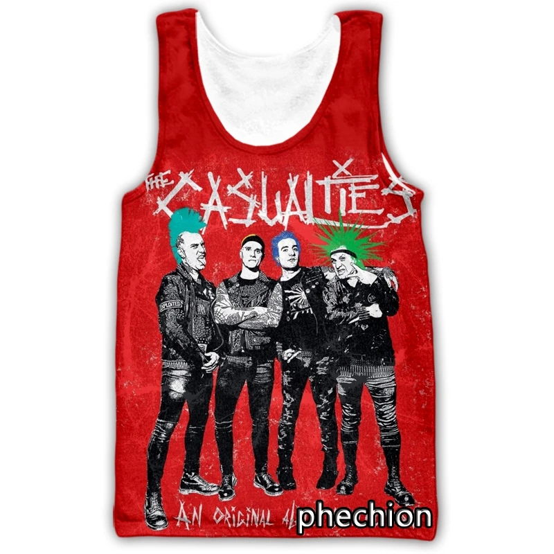 phechion New Fashion Men/Women The Casualties Band 3D Printed Sleeveless Vest Streetwear Men Loose Sporting Tank Top A247