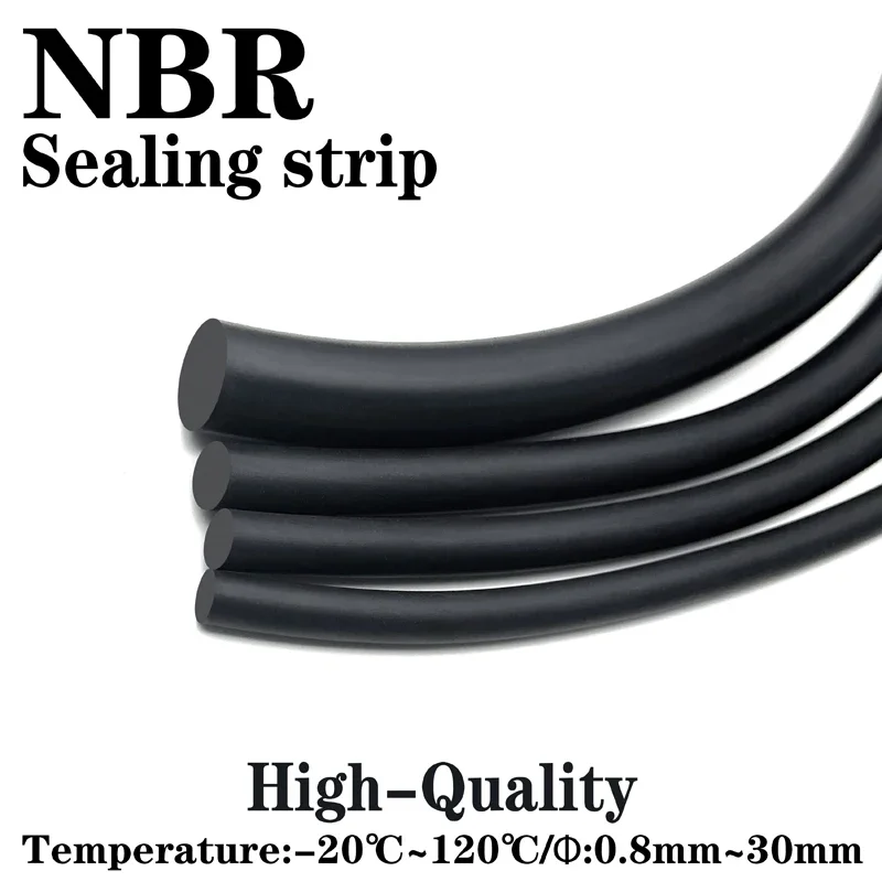 1/5/10M NBR Black Rubber Strip Seal OD 1~30mm High Temperature Oil Resistant Nitrile Sealing Rope Solid High-Quality Round Strip