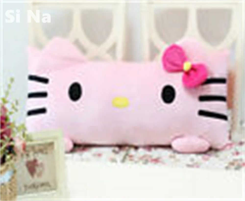 Kawaii Hello Kitty lungo grande rosa peluche cuscino morbido Comfort peluche cuscino con nucleo per camera da letto casa Decro regalo di compleanno