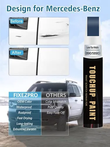 Lunar Blue Metallic(890/5890) Touch up Paint for Mercedes-Benz Car Paint Scratch Repair Kit, Quick & Easy Solution to Repair