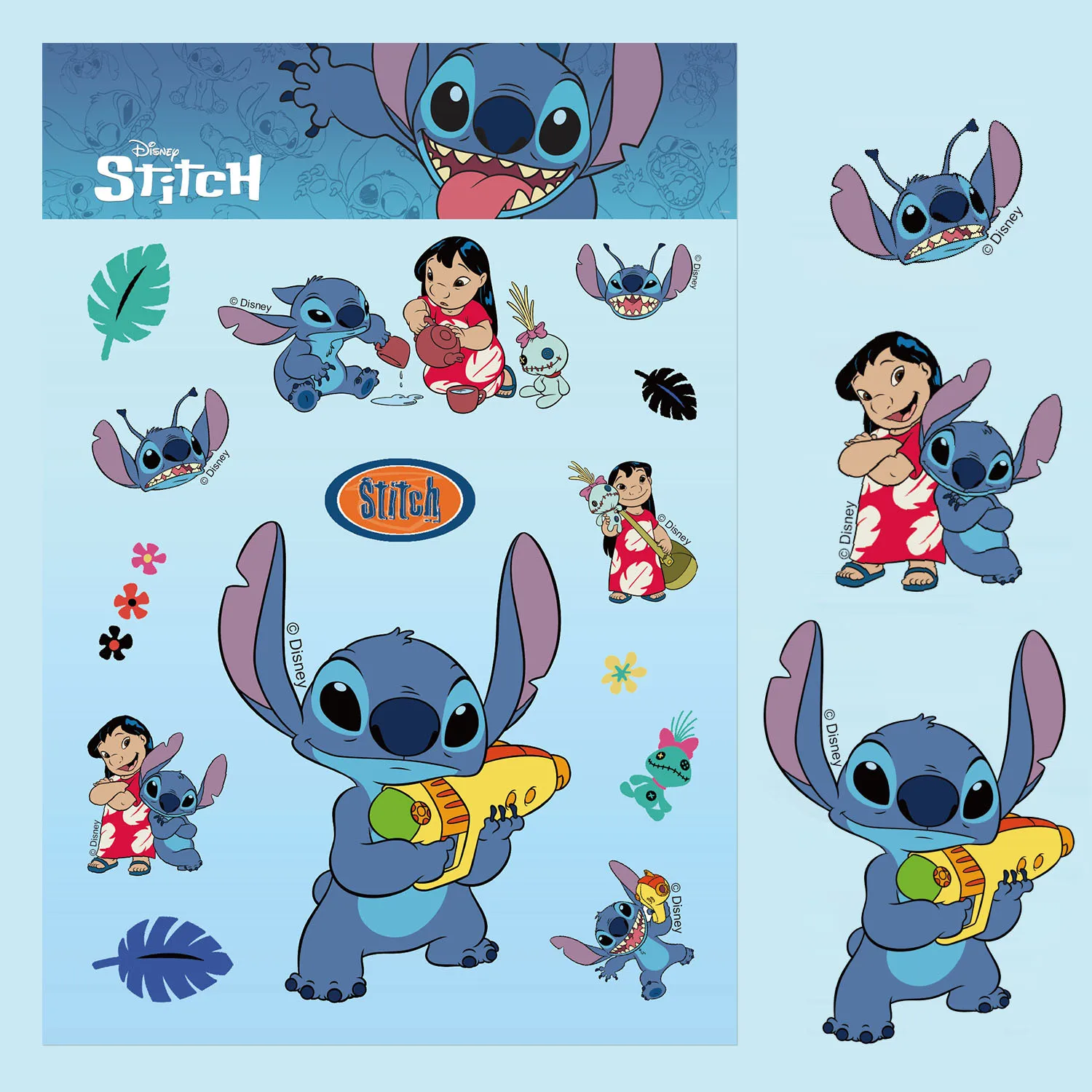 24 hojas de pegatinas de rompecabezas de dibujos animados de Lilo Stitch, pegatinas bonitas de Anime clásico, juguetes de rompecabezas para niños,