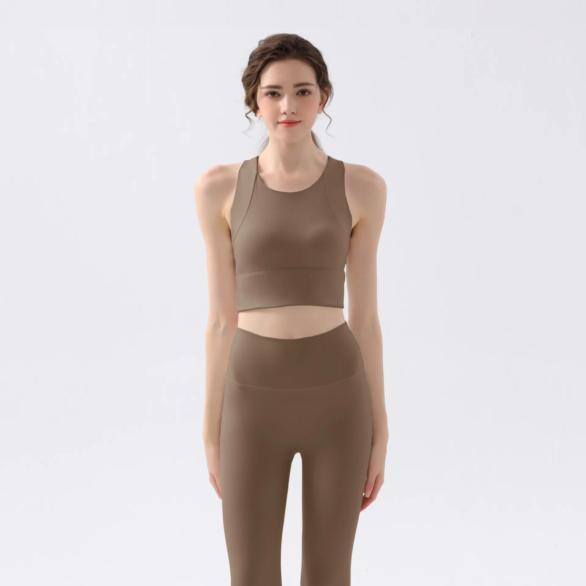 

Женский укороченный топ для йоги, тренажерного зала и фитнеса, леггинсы с высокой талией, спортивные костюмы без рукавов с нагрудником, тонкие брюки, быстросохнущие дышащие комплекты