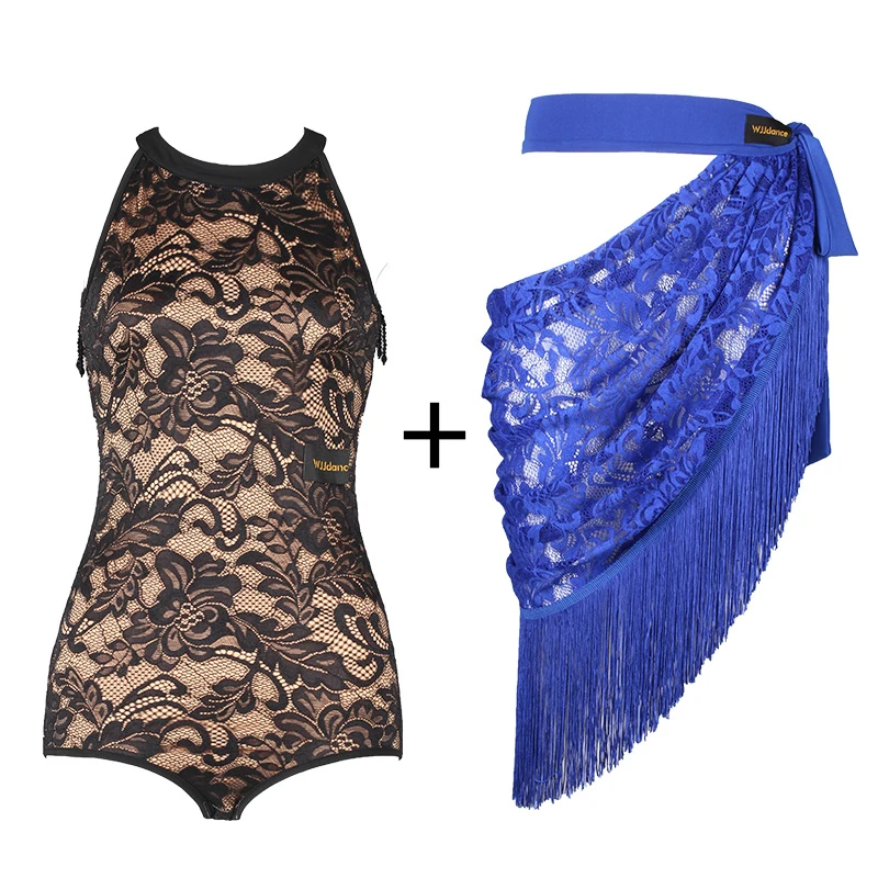 Nouveau haut de danse latine femme dos nu dentelle frangée body Sexy Performance Costume Cha Cha robe de danse de salon