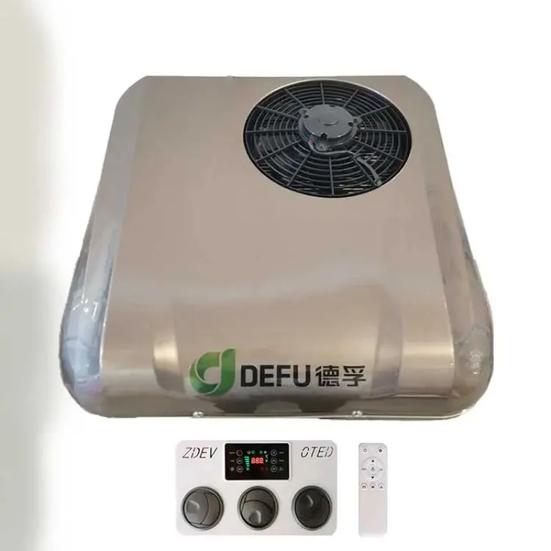 قدرة تبريد عالية مروحة محرك مزدوج ضوء 24 فولت سباال فرش مروحة 12 فولت مكيف الهواء لسيارة RV شاحنة التخييم #1