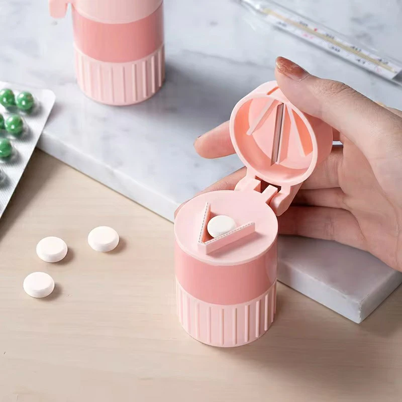 Multifunction 4In1 Portable 4 Layer Powder Tablet Grinder Pill Cutter Medicine Splitter Box Storage Crusher Travel Pill Case 1PC