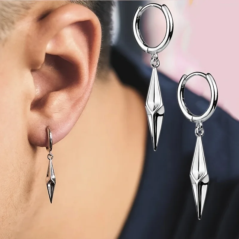 A Pair of Summer -Shaped Meteor Pendant Earrings Packaged in a Storage Box, Suitable for All Genders. Made of Copper, Silver Plated, Non-Fading, Hypoallergenic, Perfect for Hip-Hop Rock Fashion Jewelry, a Delightful Birthday Surprise Gift