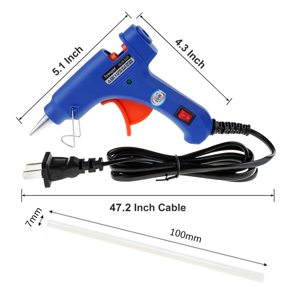 New 20W Hot Melt Glue Gun Mini Household DIY Industrial Gun Heat Resistant Thermoelectric Repair Tool Using 7mm Glue Stick