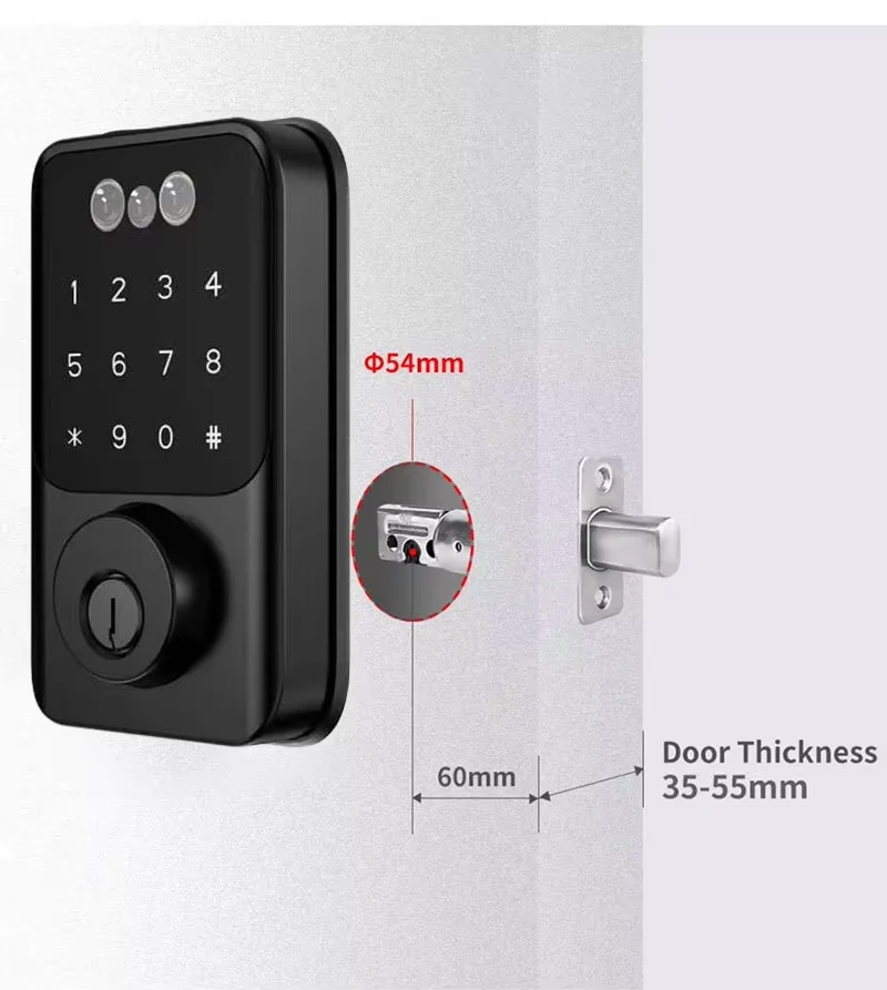 Tuya WiFi Face Recognition Automatic Deadbolt Smart Lock for Wood Door Keyless Palm vein for Office Apartment
