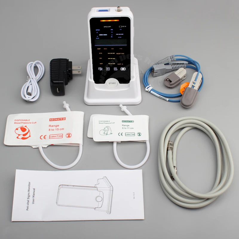 Portable Veterinary Monitor Multi-parameter Cat Dog Animal Vet Handheld Pulse Oximeter Vital Signs Monitor