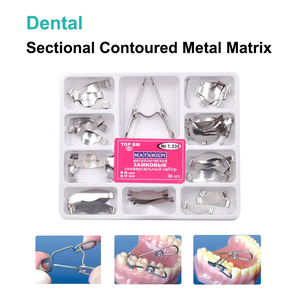 ELIJAH Dental Sectional Contoured Metal Matrices Matrix With Springclip No.1.330 Band Resin Clamping/Seperating Dentist Tools