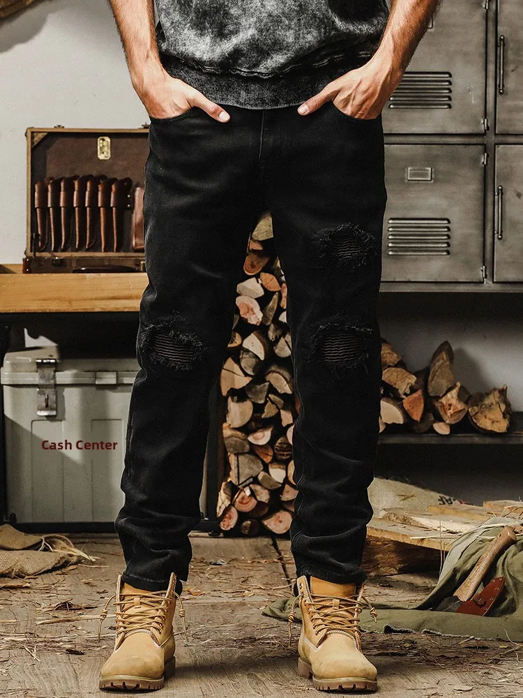 Джерри, американские мотоциклетные джинсы в стиле ретро, мужские модные брендовые прямые брюки, уличный хлопок, полиэстер, износостойкие