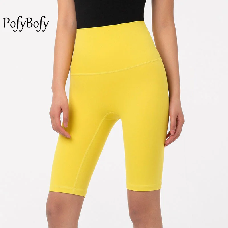 

PofyBofy Five-point Yoga Sports High Waist Butt Lifting Pants Tight Elastic Seamless Gym Workout Fitness Cycling Women Leggings