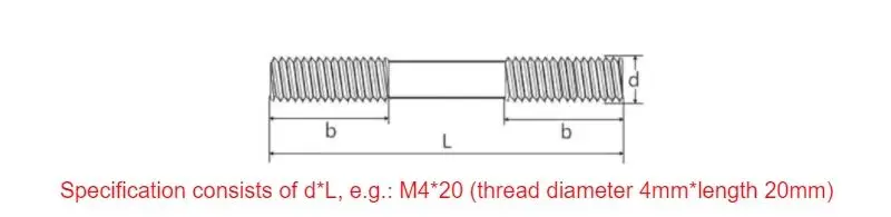 304 Stainless Steel Double-end Threaded Rod Double-Head Bolts Studs Through The Wall Screws Rod Teeth M3 M4 M5 M6 - M16