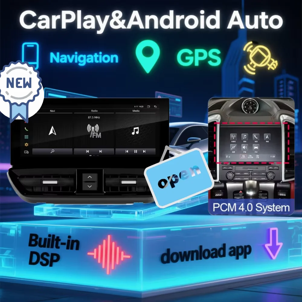 

12,3-дюймовый сенсорный ЖК-экран, автомобильное радио для Porsche Cayenne 2010-2017 CarPlay GPS Navi Android 13, автомобильный мультимедийный головное устройство