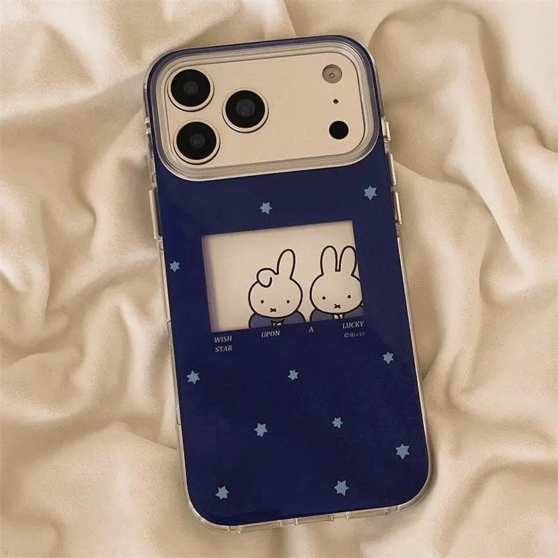 Miffy Kawaii Anime Cartoon Rabbit Mobile Phone Case Ins Female Blue Stars Personality Cartoon Creativity for IPhone17promax