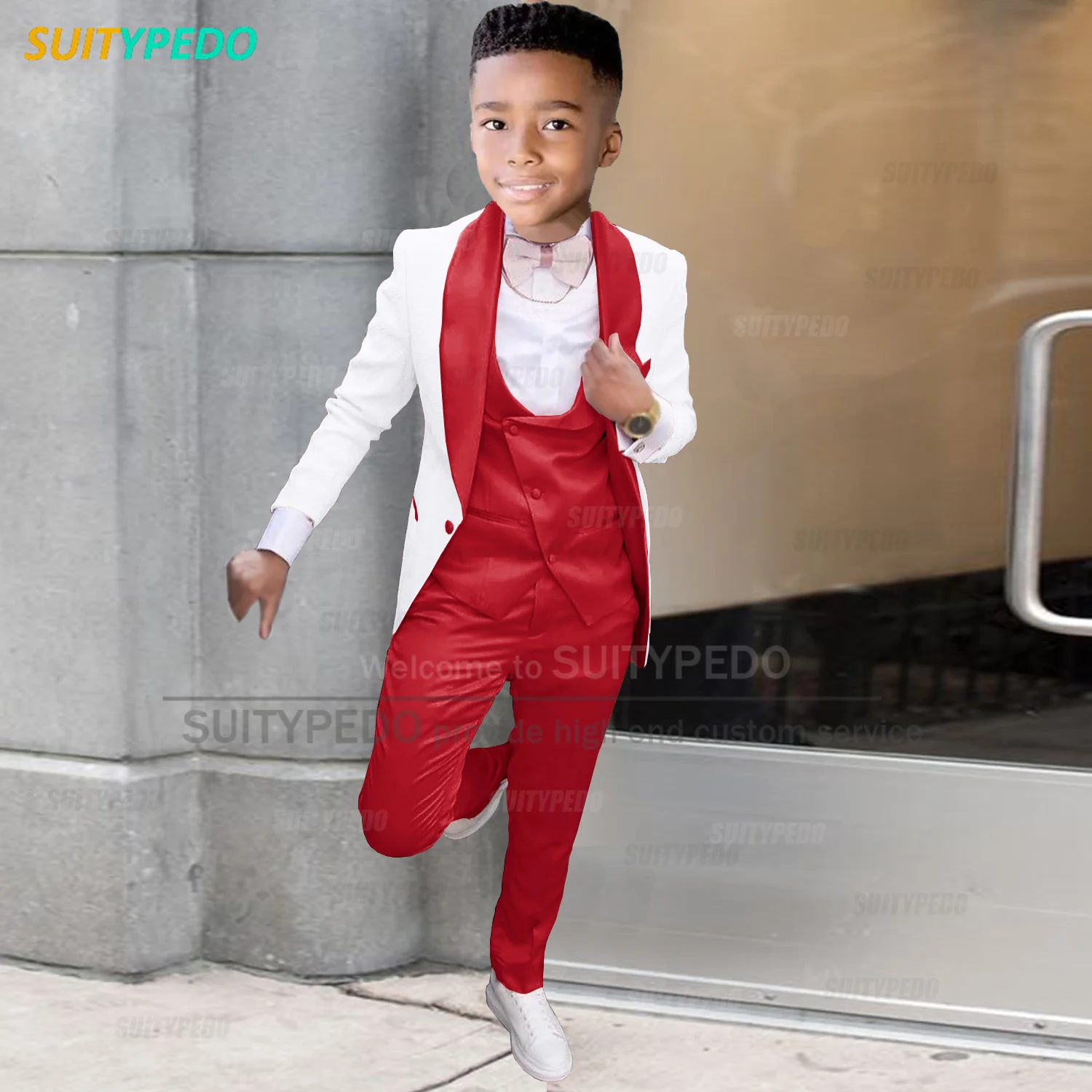 Classic Satin Suit Set For Boys School Prom Luxury Blazer Vest Pants Outfits Wedding Party Flower Kids High Quality Tuxedos