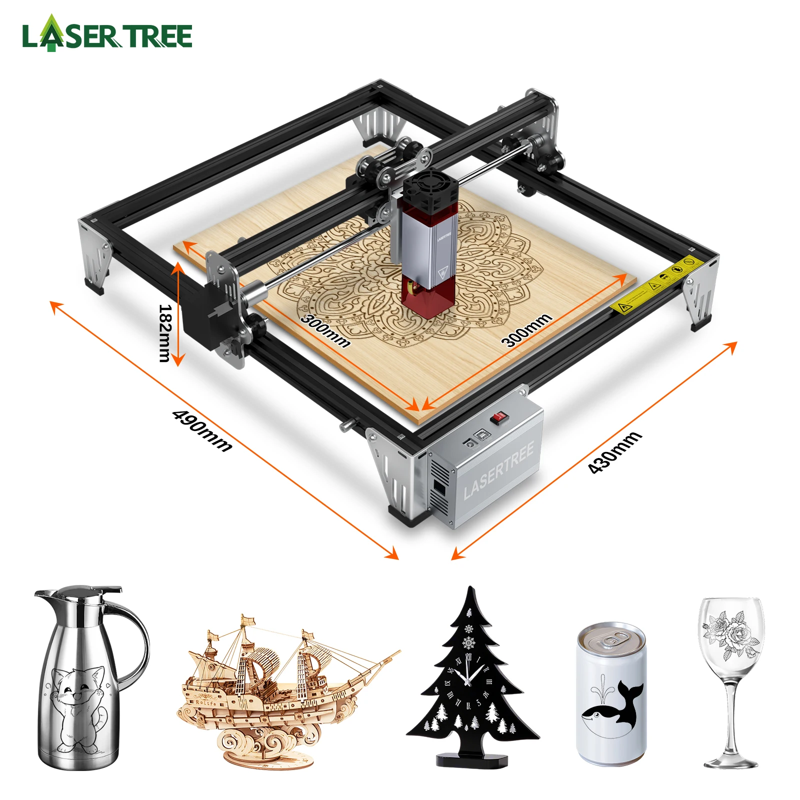 Laser Tree K1-MINI Laser Engraver with 10W Laser Head Engraving Cutting Machine Engraving Area 300*300mm Woodworking DIY Tools