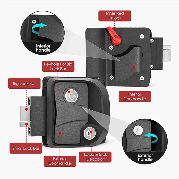 Waterproof Key Entry Rv Door Lock Handle Latch Zinc Alloy Wireless Keypad Caravan Part Key Less Entry Door Lock