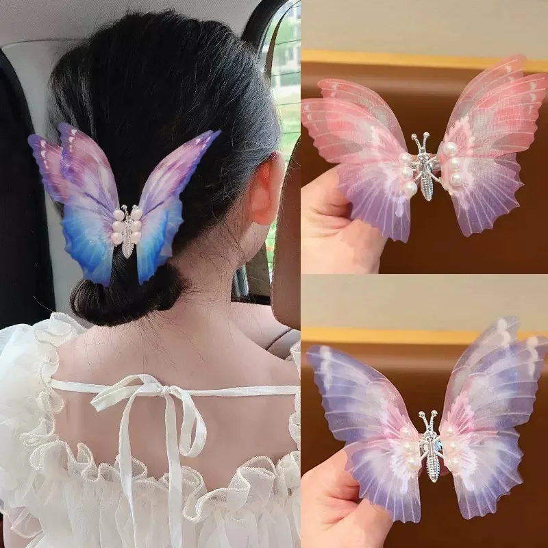 Cute Kids Girl Hair Clip Lovely Moving Butterfly Hairpin for Children Girl Kawaii Headwear Summer Outdoor Little Girl Hair Claw