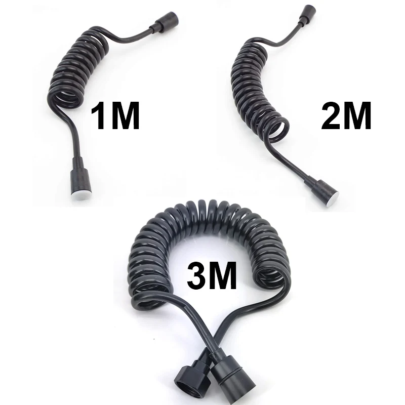 

1.5/2/3m Black Soft Flexible Long Spring Shower Head Telephone Hose Tube for Toilet Bidet Shattaff Sprayer Bathroom Accessories