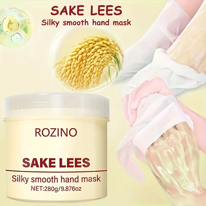 280g Large Capacity Wine Lees Silk Hand Mask (100 Free Gloves Included) - Hypoallergenic Moisturizing and Brightening Formula, Suitable for Rough, Dry, and Peeling Hands, Improves Fine Lines and Dark Spots, Suitable for All Light Beige Skin Tones, Hand Moisturizing Cream