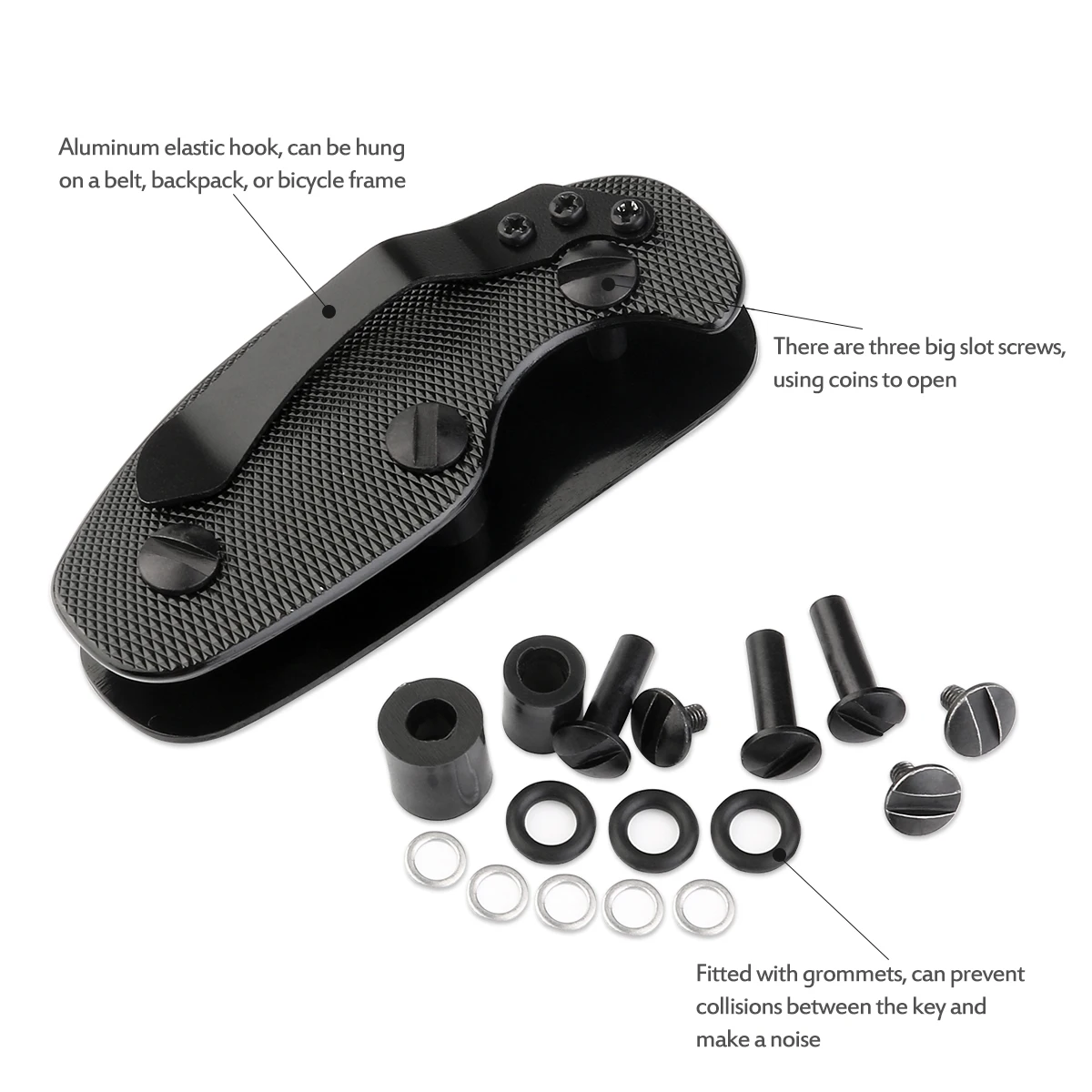 

Aluminum Key Holder Clip Lightweight Non-Slip Surface For Outdoor Everyday Carry Pocket Tool Camping Hiking Gear