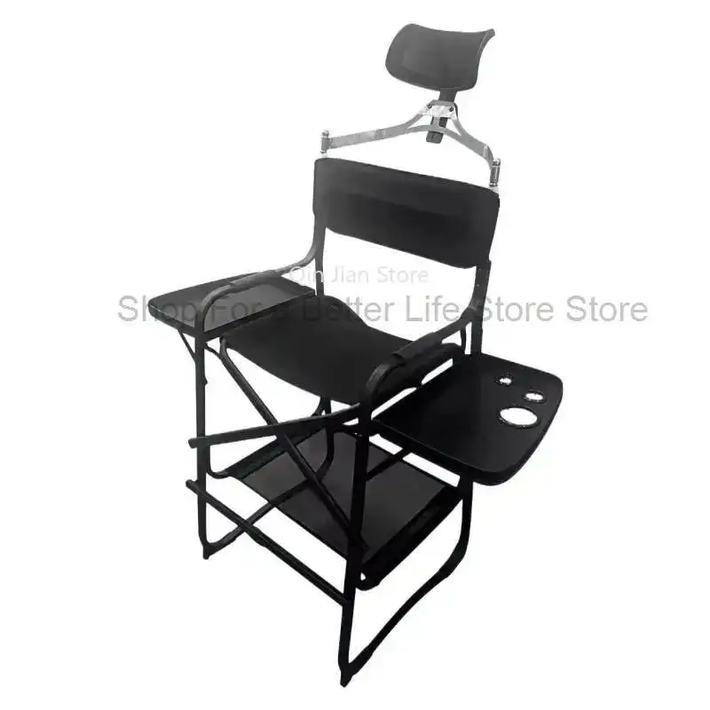 

Heavy Bar Tall Duty Directors Height Chair Folding Makeup Chair Padded Seat with Side Table Foot Rest for Camping Home or Patio