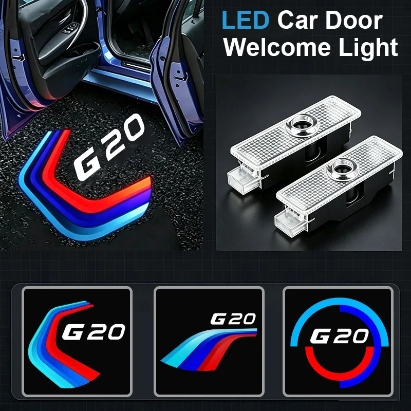 2Pcs For BMW G20 2019‑2022 3 Series Sedan 318i 320i 330i LED Car Door Welcome Lights Projector Ghost Shadow Lamp Accessories