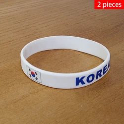 2pcs South Korea National Flag Wristbands Sports Silicone Bracelet Rubber Band Patriotic Commemorative Fashion Accessory