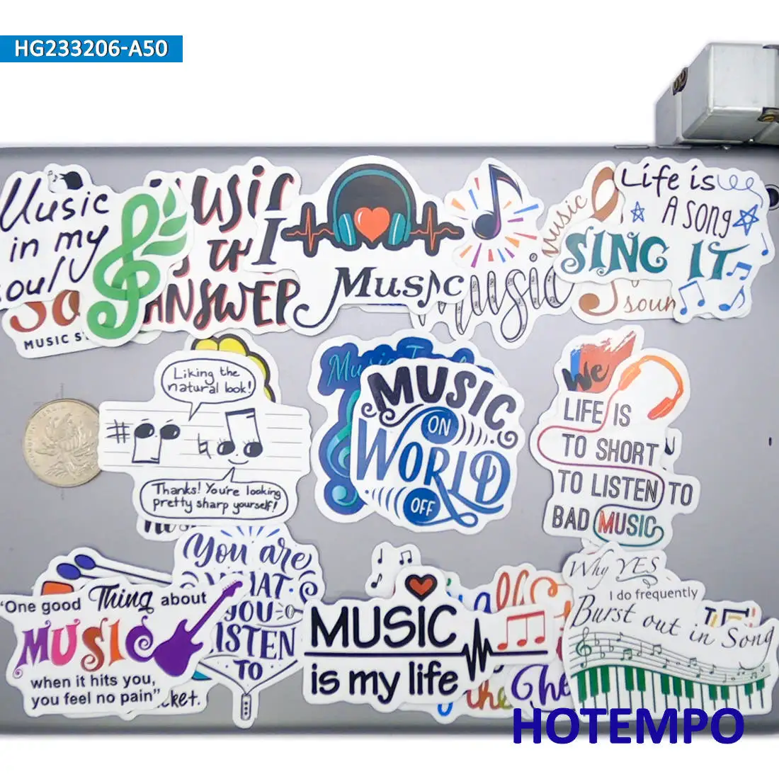 20/30/50 stuks, Muziek stijl stickers, Mode Retro, Muzikale Slogans Decals, voor kinderen, scrapbook, dagboek, bagage, laptop, telefoon, fiets, auto, motorfiets, skateboard, gitaar, Stickers Speelgoed